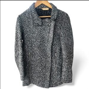 H&M Black and White Boucle Knit Motto Jacket